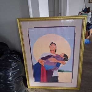 Colorful Couple Art in Gold Frame